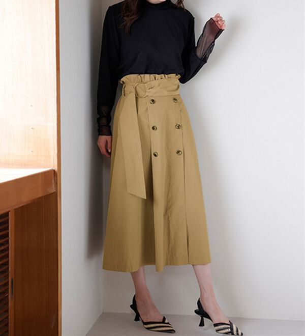 RANAN（ラナン）の「ナイロン素材トレンチフレアースカート（ロングスカート）」｜詳細画像