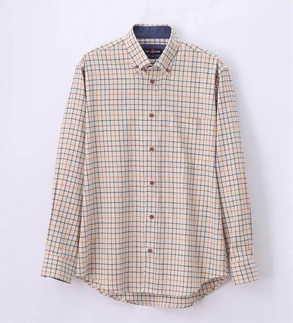 「着心地快適ストレッチネルシャツ（メンズシャツ）」｜アイボリーチェック