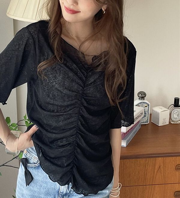 GeeRA（ジーラ）の「Ｖネックシャーリングカットソー（カットソー）」｜詳細画像