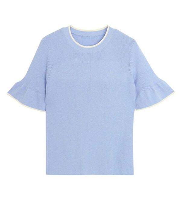 Pierrot（ピエロ）の「【接触冷感】配色デザインフレアニット（ニット・セーター）」｜詳細画像