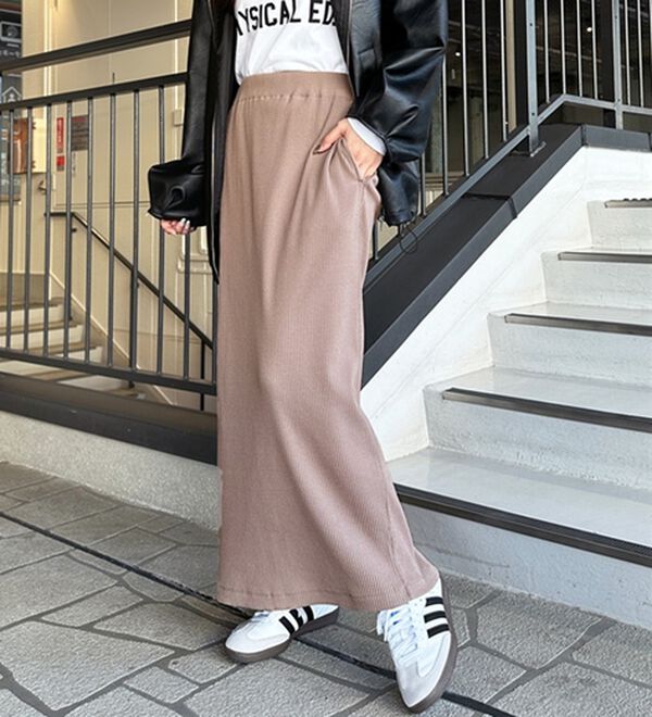 GeeRA（ジーラ）の「【着回し力◎】楽ちんすっきり見え！リブロングスカート（ロングスカート）」｜詳細画像