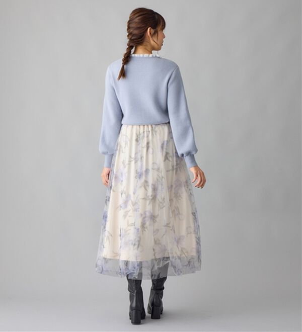 alotta（アロッタ）の「チュール花柄プリントスカート（ロングスカート）」｜詳細画像
