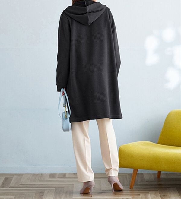 BELLUNA（ベルーナ）の「ボーダージャカード素材フードカーディガン（その他ジャケット）」｜詳細画像