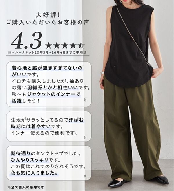 RANAN（ラナン）の「ひんやり！＜BC＞綿100％タンクトップ【選べる着丈】（カットソー）」｜詳細画像