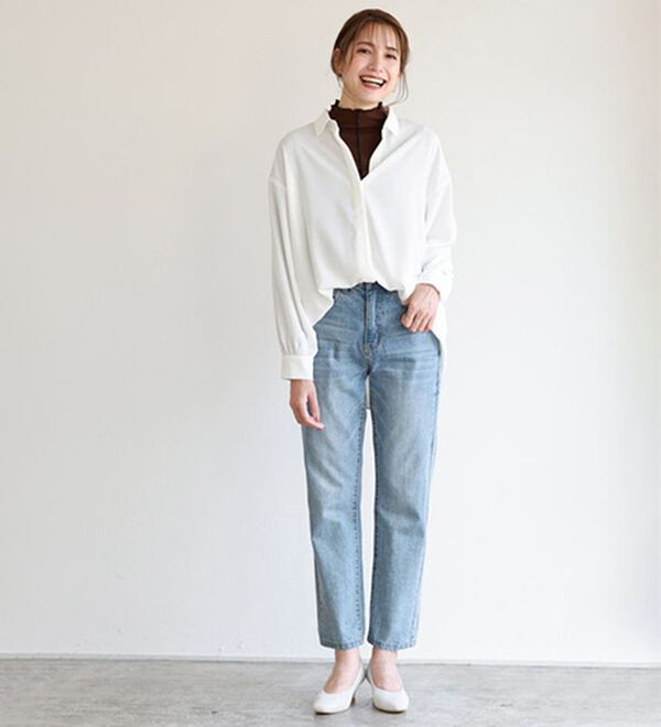 Pierrot（ピエロ）の「【選べる丈】ハイウエストストレートデニム（フルレングスパンツ）」｜詳細画像