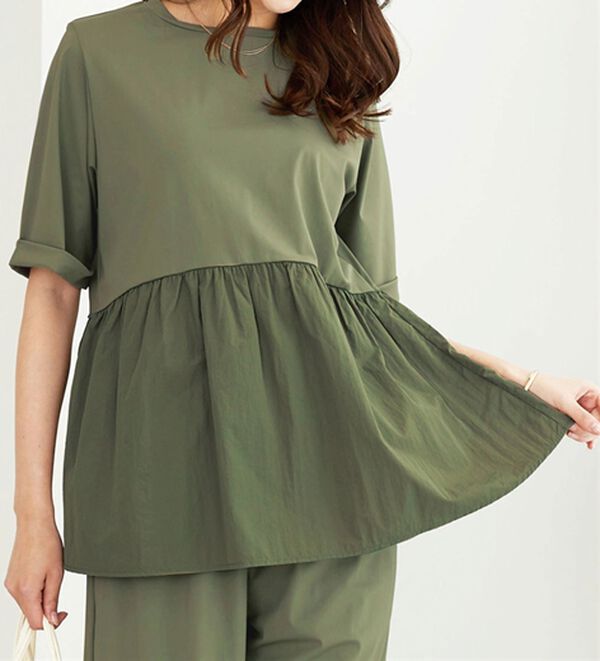 BELLUNA（ベルーナ）の「ヒンヤリ爽快！異素材切替プルオーバー（カットソー）」｜詳細画像