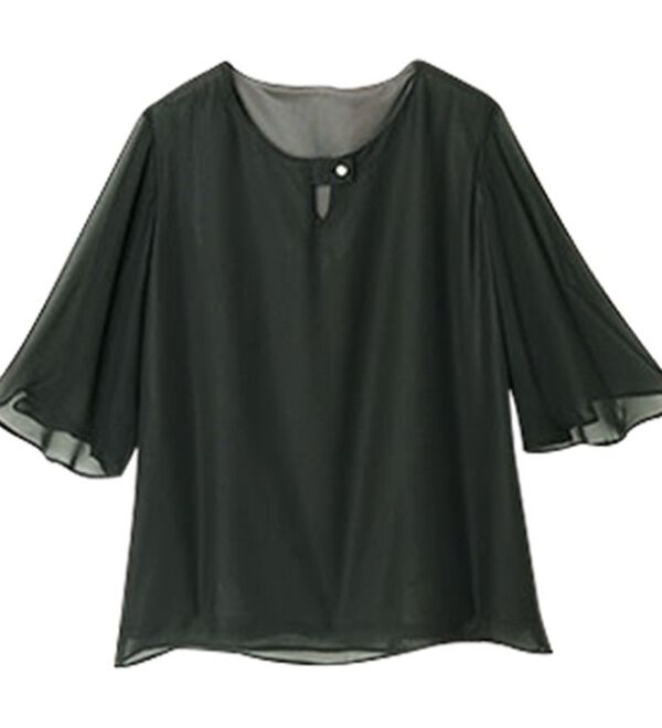 RANAN（ラナン）の「ひんやり！フレアー袖シフォンブラウス（ブラウス）」｜詳細画像