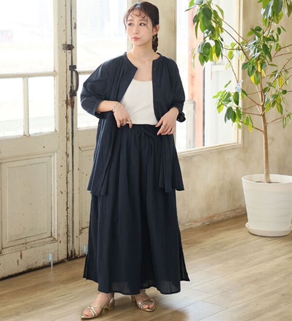 A HAPPY MARILYN（アハッピーマリリン）の「【Ｌ～６Ｌ】【風通るプレミアム】綿・楊柳七分袖はしごレースブラウス（ブラウス）」｜詳細画像