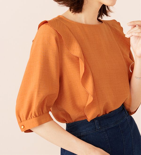 BELLUNA（ベルーナ）の「麻調合繊フリルデザインブラウス（ブラウス）」｜詳細画像