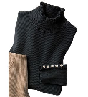 VINNO（ヴィノ）の「カシミヤ入リブタートルニット（ニット・セーター）」｜ブラック