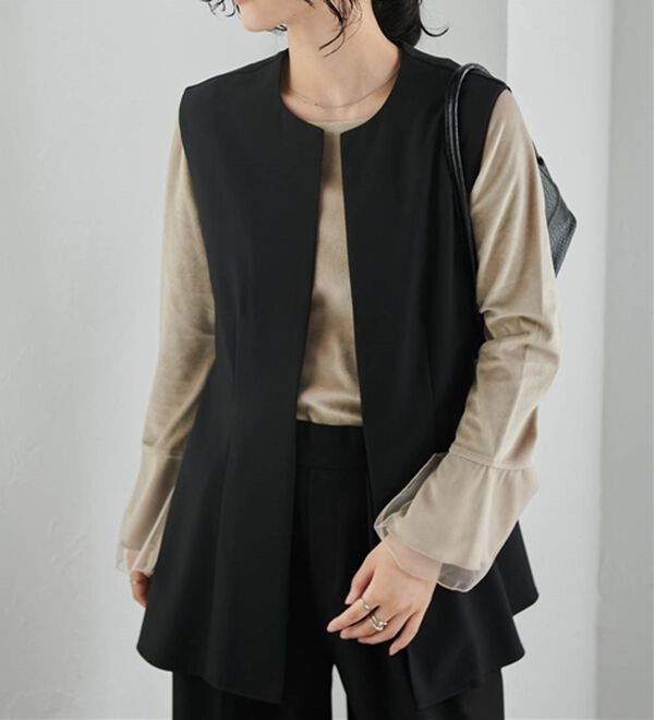 RANAN（ラナン）の「機能付！麻調素材ペプラムジレベスト（ジレ）」｜詳細画像