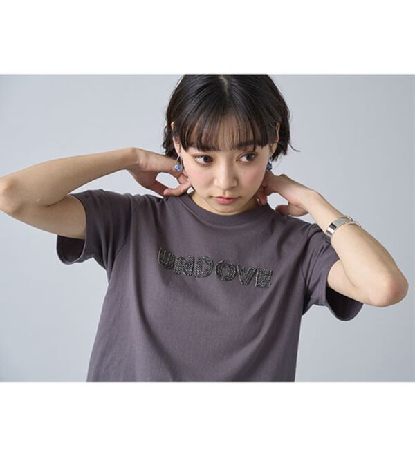 BELLUNA（ベルーナ）の「【UNDOVE】綿１００％ツイードロゴショート丈Ｔシャツ（Tシャツ）」｜詳細画像