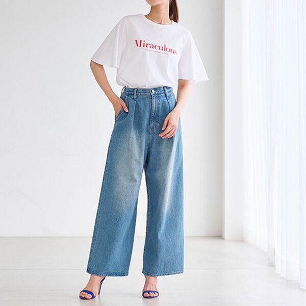 RANAN（ラナン）の「タック使いワイドデニムパンツ（ワイドパンツ・ガウチョ）」｜詳細画像