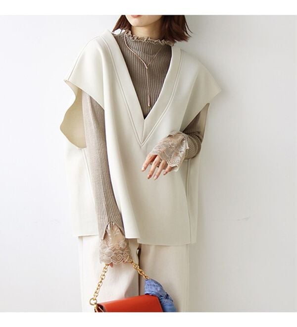 GeeRA（ジーラ）の「大人可愛い！レースが上品なハイネックニット（ニット・セーター）」｜詳細画像