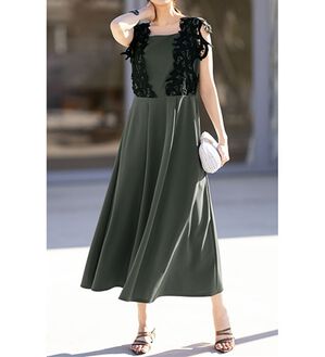 美品✨René ルネ　バルーンレースドッキングワンピース　ホワイト パール 近年 レースドッキングカットソーワンピース - ベルーナ【公式】