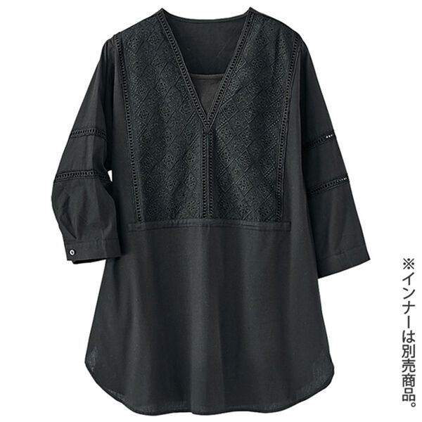 BELLUNA（ベルーナ）の「お食事会に頼れる一枚レース切替ブラウス（チュニック）」｜詳細画像