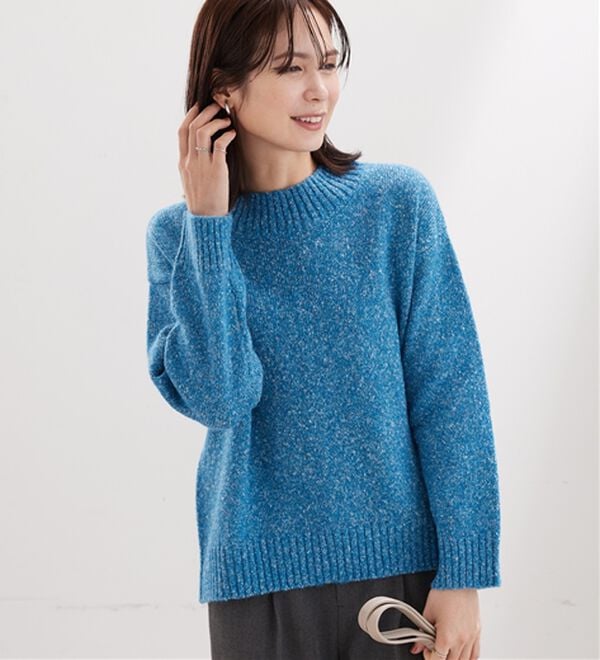 BELLUNA（ベルーナ）の「ミックス調ニットプルオーバー（ニット・セーター）」｜ターコイズ