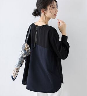 Viola e Viola（ヴィオラ エ ヴィオラ）の「ブラウス見えカットソー配色デザインチュニック（カットソー）」｜ブラックネイビー