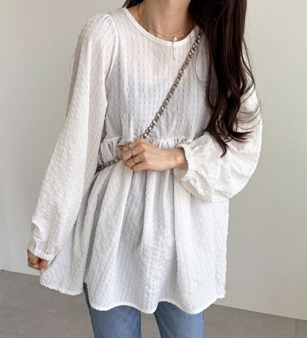 GeeRA（ジーラ）の「前後２ＷＡＹリボンペプラムチュニック（チュニック）」｜詳細画像