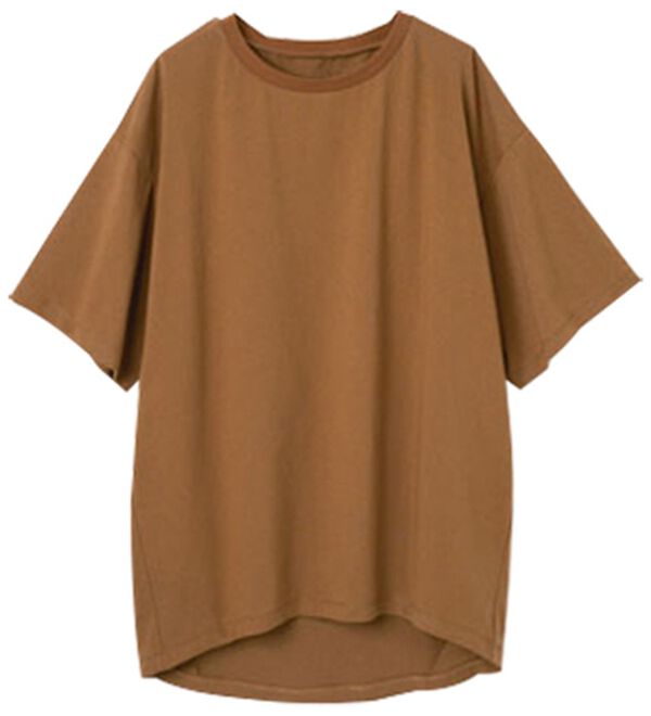 RANAN（ラナン）の「ひんやり！綿100％汗ジミ防止！裾タックロング丈Tシャツ＜Ｂeautiful Ｃotton＞（チュニック）」｜詳細画像