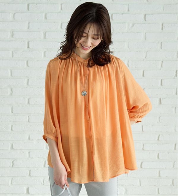 BELLUNA（ベルーナ）の「スラブ素材ギャザーデザインブラウス（ブラウス）」｜詳細画像