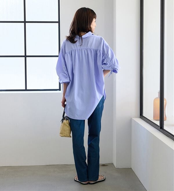 BELLUNA（ベルーナ）の「ヒンヤリ快適！接触冷感ニットデニムパンツ（フルレングスパンツ）」｜詳細画像