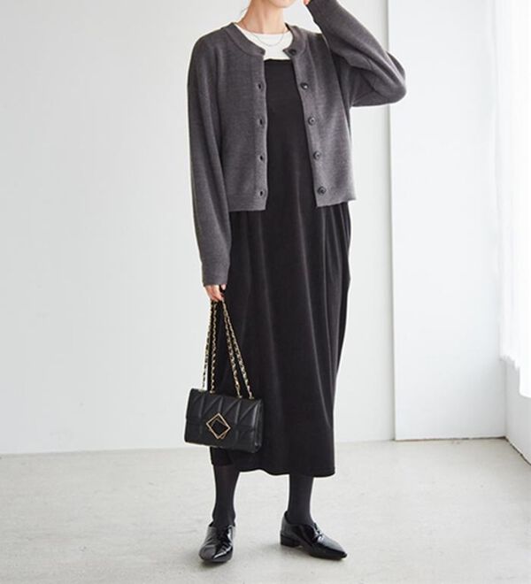 RANAN（ラナン）の「畦ニットカーデ&times;ベロアキャミワンピ（ロングワンピース）」｜詳細画像