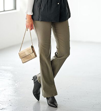 BELLUNA（ベルーナ）の「【選べる裏起毛】静電気防止！ブーツカットヘリンボーンパンツ（フルレングスパンツ）」