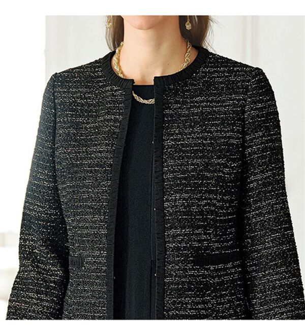 BELLUNA（ベルーナ）の「ラメ入りツイードジャケットワンピースアンサンブル（ワンピースセットスーツ）」｜詳細画像