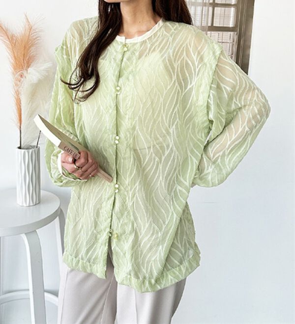 GeeRA（ジーラ）の「２ＷＡＹシアージャカードブラウス（ブラウス）」｜詳細画像