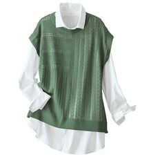 BELLUNA（ベルーナ）の「パッチワーク柄透かし編ニットベスト（ベスト）」