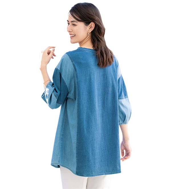 ルフラン（ルフラン）の「【２色組】デニム切替ゆったりプルオーバー（カットソー）」｜詳細画像