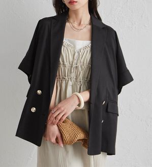 RANAN（ラナン）の「【新色追加】麻調ダブルボタンハーフスリーブジャケット（テーラードジャケット）」｜詳細画像