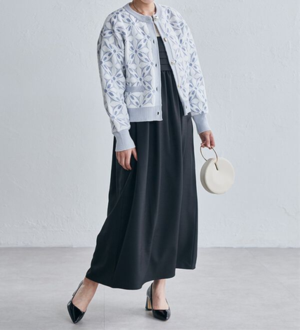 RANAN（ラナン）の「花柄モールジャカードカーデ（ニットカーディガン）」｜詳細画像