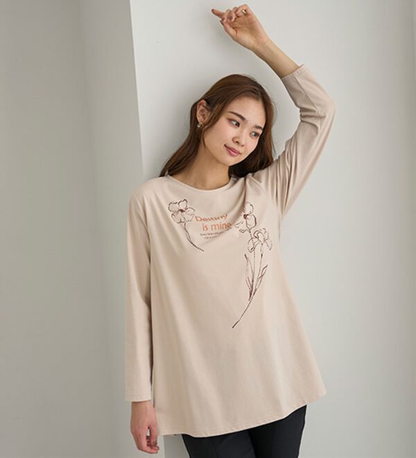 BELLUNA（ベルーナ）の「一枚で着映えるデコラＴ（長袖）（チュニック）」｜詳細画像