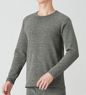 「【３枚組】裏ボアでしっかり暖か納得の極厚インナー３枚組（シャツ）（メンズ肌着・インナーウェア）」｜杢グレー3枚組