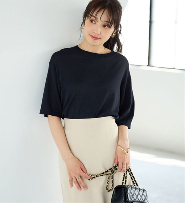 BELLUNA（ベルーナ）の「肌に張り付かない！シャリ冷や高見えニットＴ（ニット・セーター）」｜詳細画像