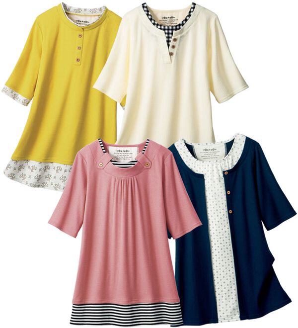ルフラン（ルフラン）の「【４色組】手抜きに見せない＊重ね着風Ｔシャツ（Tシャツ）」｜詳細画像