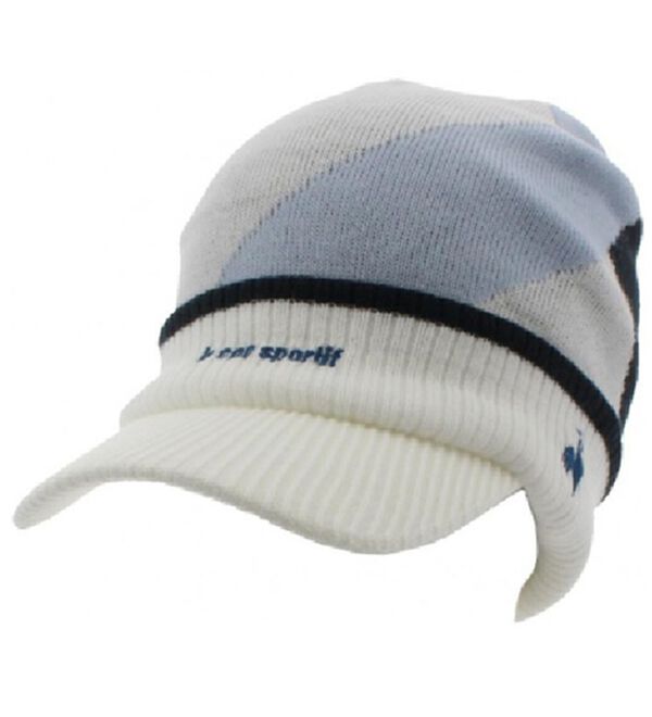 「庇付きニットキャップ（メンズゴルフウェア）」｜ホワイト