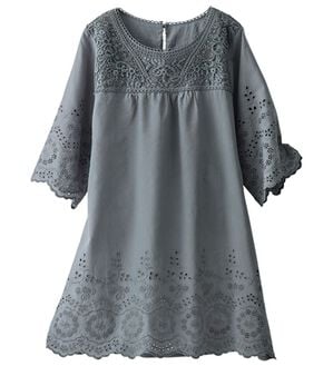 BELLUNA（ベルーナ）の「刺しゅうレース切替チュニック（チュニック）」｜グレー