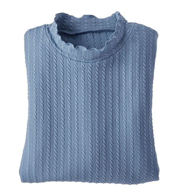 BELLUNA（ベルーナ）の「フリル衿ジャカードプルオーバー（カットソー）」｜サックス