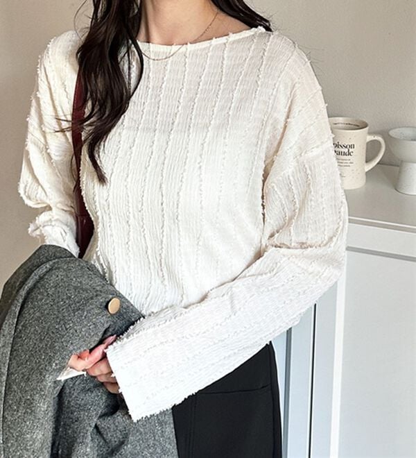 GeeRA（ジーラ）の「シャギージャカードボートネックカットソー（カットソー）」｜詳細画像