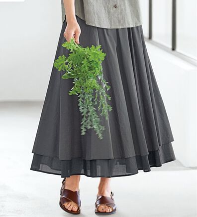 BELLUNA（ベルーナ）の「ふわりと揺れる綿素材フレアースカート（ロングスカート）」