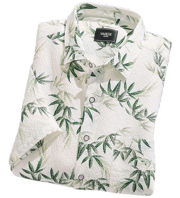 「さらっと爽快！快適和柄シャツ（メンズシャツ）」｜アイボリー