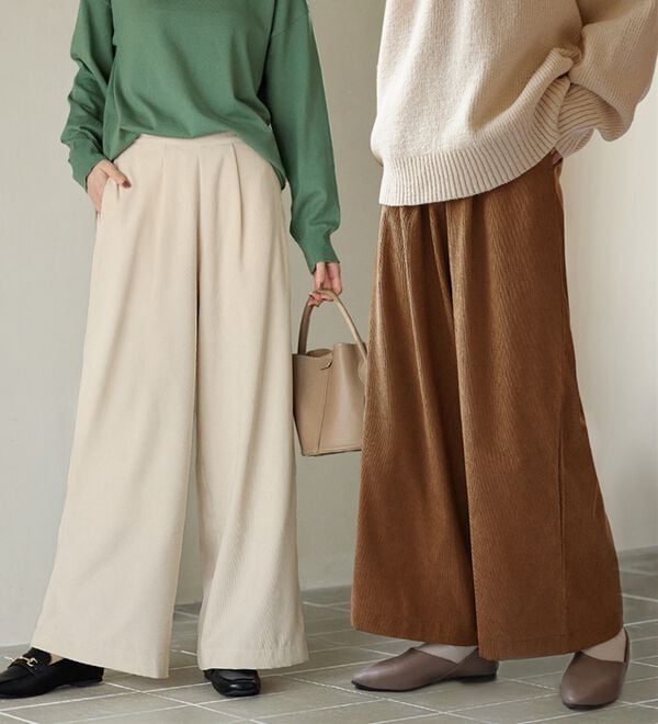Viola e Viola（ヴィオラ エ ヴィオラ）の「あったか裏地コーデュロイパンツ（ワイドパンツ・ガウチョ）」｜詳細画像