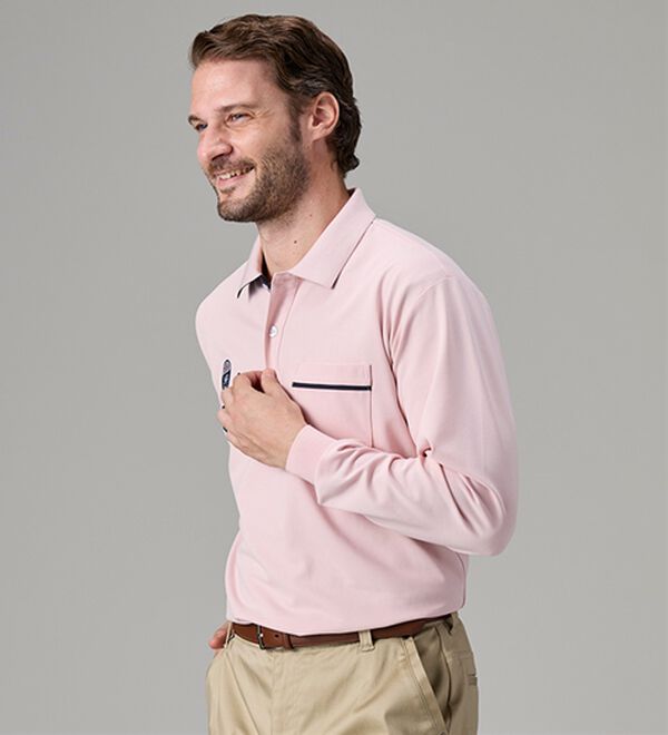 「＜ハッシュパピー＞配色長袖ポロシャツ（メンズポロシャツ）」｜詳細画像