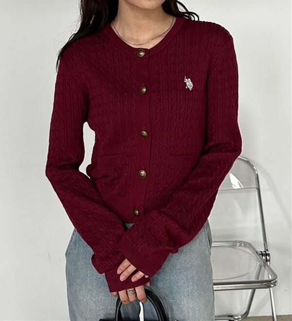 RANAN（ラナン）の「＜Ｕ．Ｓ．Ｐ＞ゴールド調ボタン刺繍ケーブルカーディガン（ニット・セーター）」｜詳細画像