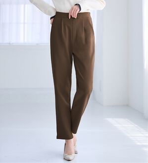 alotta（アロッタ）の「あったか裏起毛カットジョーゼットスリムパンツ（フルレングスパンツ）」｜モカ