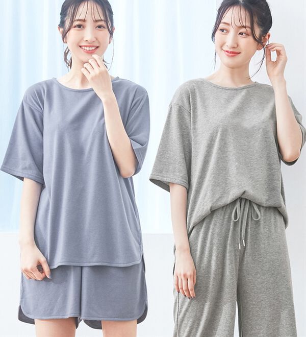 alotta（アロッタ）の「【選べる！】やわらかパイルルームウェア＜Ｔシャツ・ハーフパンツ・フルレングスパンツ＞（Tシャツ）」｜詳細画像
