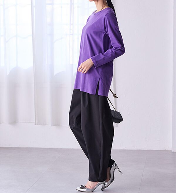 RANAN（ラナン）の「＜ＢＣ＞綿１００％&times;吸湿発熱！あったか裾スリットロングプルオーバー（カットソー）」｜詳細画像